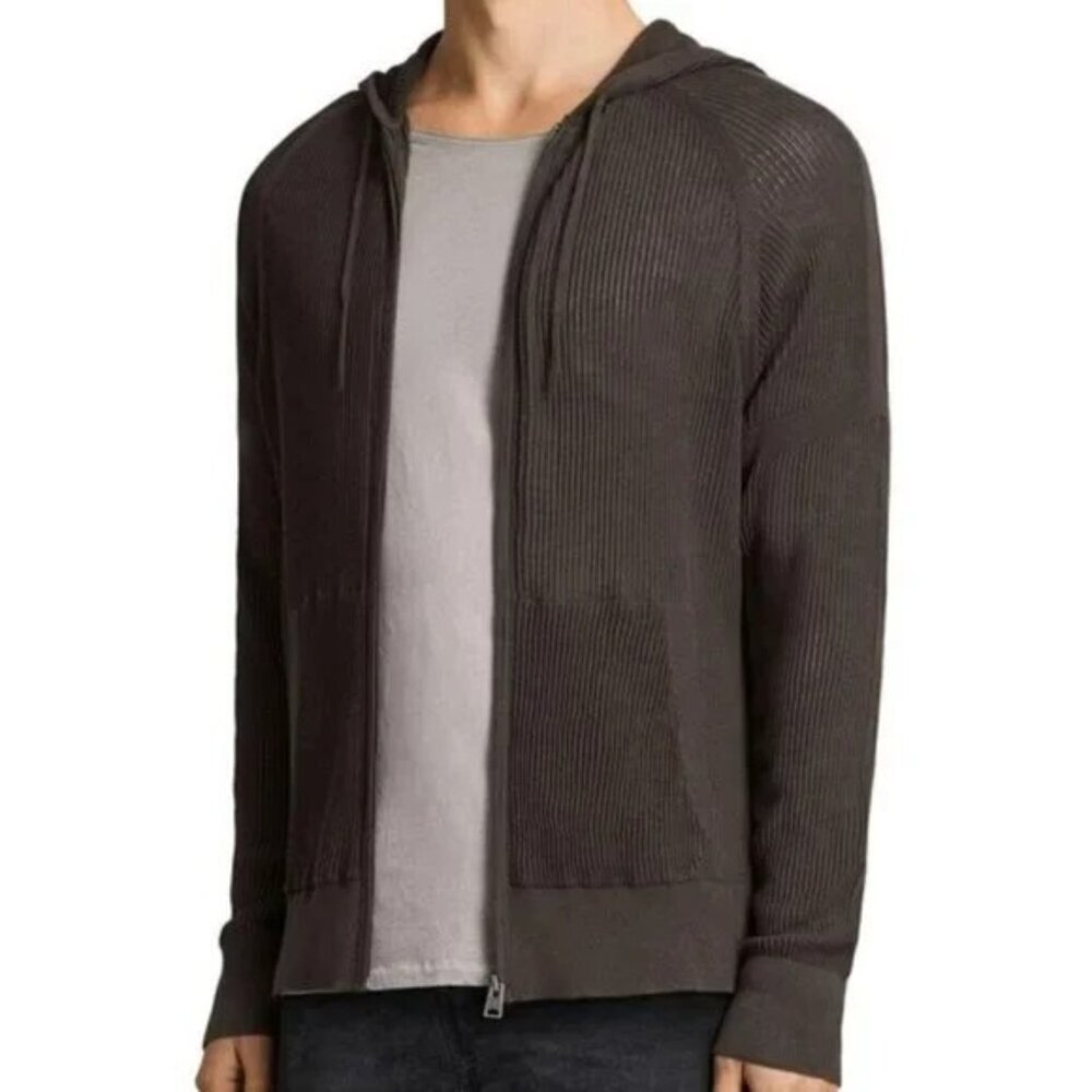 ALL SAINTS Charter Waffle-Knit Cotton & Wool Hoodie SZ M